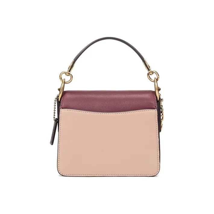 COACH Beat Leather Saddle Bag Crossbody Bag One Shoulder Handbag Small Size Women's Burgundy Multicolor-3