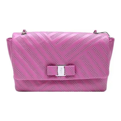 FERRAGAMO Leather Crossbody Bags Shoulder Bags Women's Purple