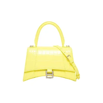 Balenciaga Hourglass Cow Leather Handbag Women's Yellow