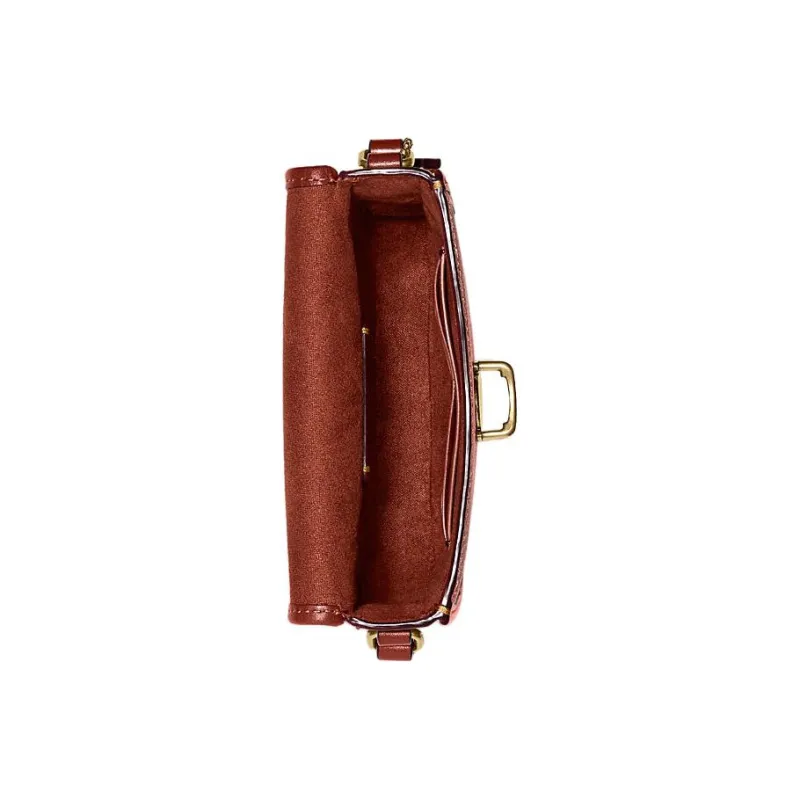 COACH Studio Canvas Shoulder Bag, Crossbody Bag Mini Women's Khaki & Brown Red-2