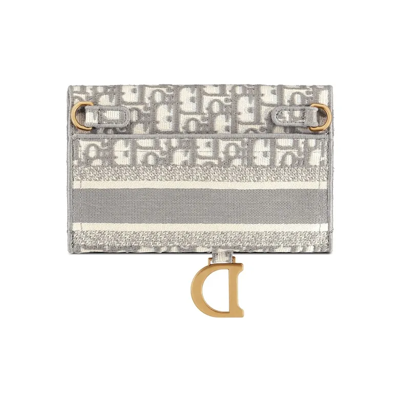 DIOR Embroidered Leather Saddle Bag Handheld Shoulder Bag Crossbody Bag Regular Women's Gray-2
