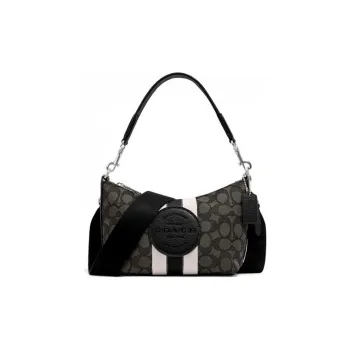 COACH Fabric With Leather Shoulder Bag Portable Crossbody Bag Shoulder Bag Small Size Women's Black