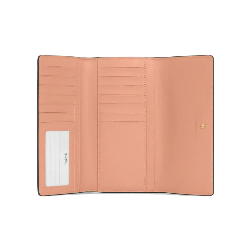 COACH Trifold Wallet Coated Canvas With Leather Card Holder, Wallet Women's Pink-1