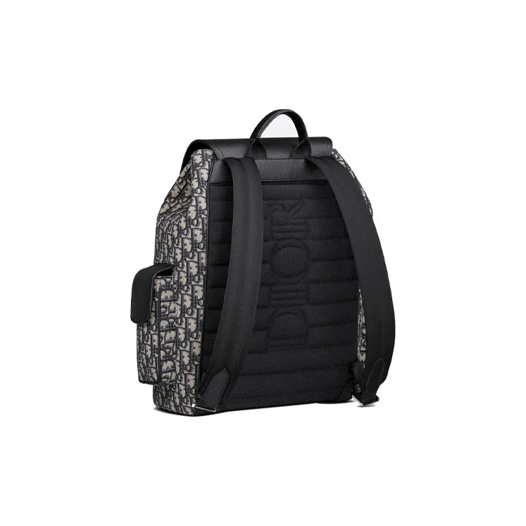 DIOR Saddle Fabric With Cow Leather Backpack Men's Beige/Black-2