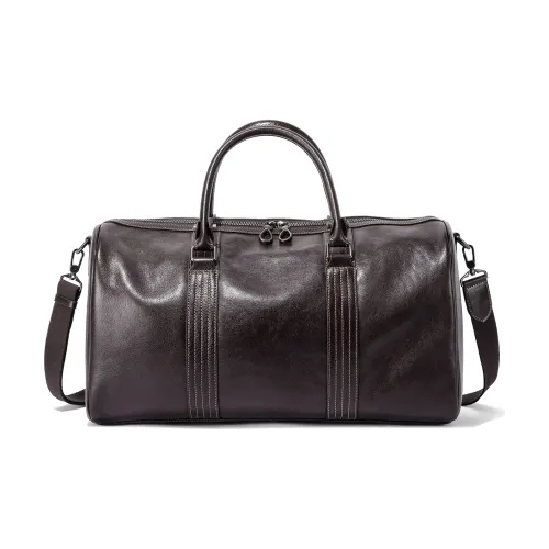 Ace Paul Oil Wax Vegetable Tanned Cow Leather Travel Bag Handbag Regular Unisex Black