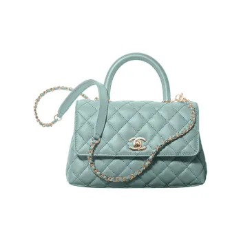 CHANEL 21K Winter Leather Flap Bag, Shoulder Bag, Crossbody Bag, Handbag Women's Green