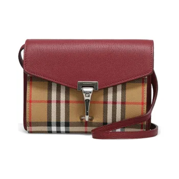 Burberry Cow Leather Small Square Bag Shoulder Bag Women's Burgundy Multicolor