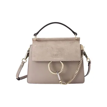 Chloe Faye Cow Leather Handbag Shoulder Bag Women's Gray