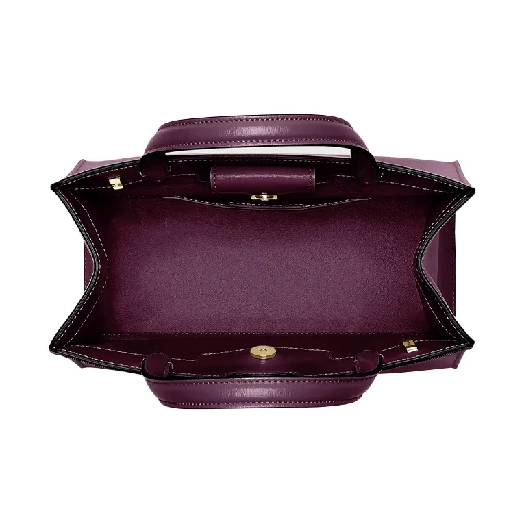 FERRAGAMO Vara Satin Natural Grain Cow Leather Tote Bag Shopping Bag Handbag Medium Size Women's Purple-3