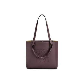 LOEWE Anagram Calfskin Tote Bag Shopping Bag Shoulder Bag Handbag Small Size Women's Plum