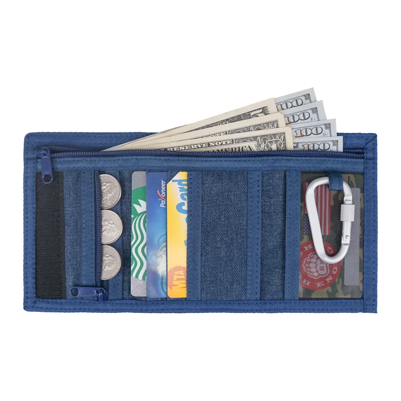 Rough Enough Canvas Canvas Bag Foldable Lanyard Halter Card Holder Wallet Unisex Denim Blue-2