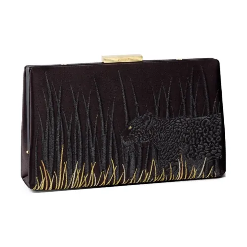 CARTIER PANTHÈRE Calf Hand Handheld Shoulder Bag Crossbody Bag Women's Black
