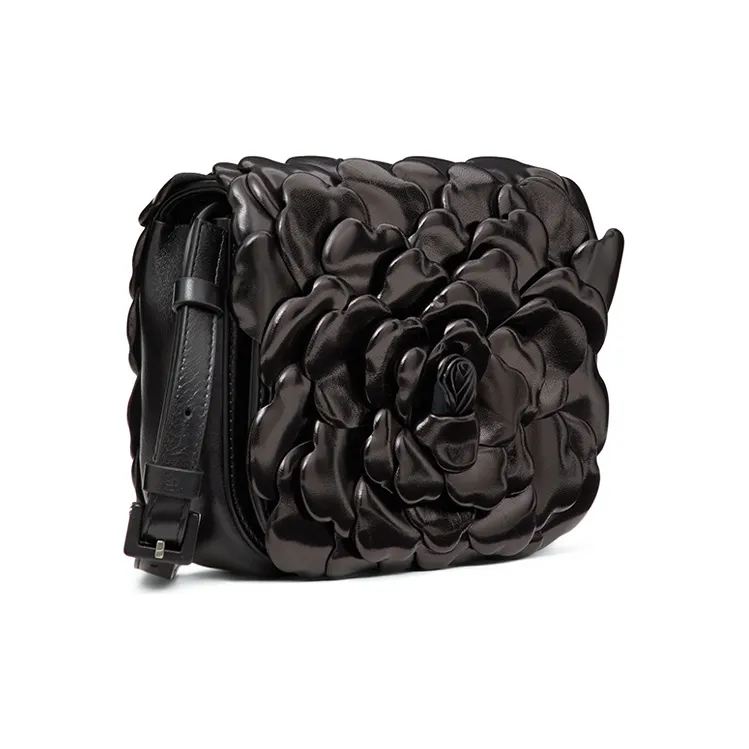 Valentino Atelier Sheepskin Leather Messenger Bag Shoulder Bag, Handbag Women's Black-1