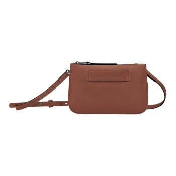 LONGCHAMP 3D Cow Leather Pine Green Tussar Silk Shoulder Bag Crossbody Bag Small Size Women's Brown