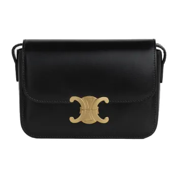 CELINE Triomphe Arc De Triomphe Cow Leather Shoulder Bag Crossbody Bag Extra Mini Women's Black