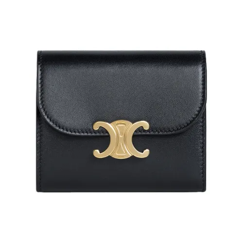 CELINE Shiny Smooth Lambskin Wallet Women's Black