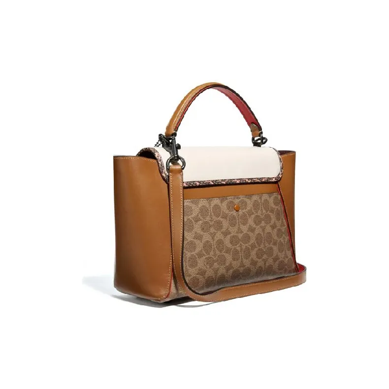 COACH Courier Leather Handbag, Crossbody Bag, Shoulder Bag Women's Brown, White & Multicolor-1