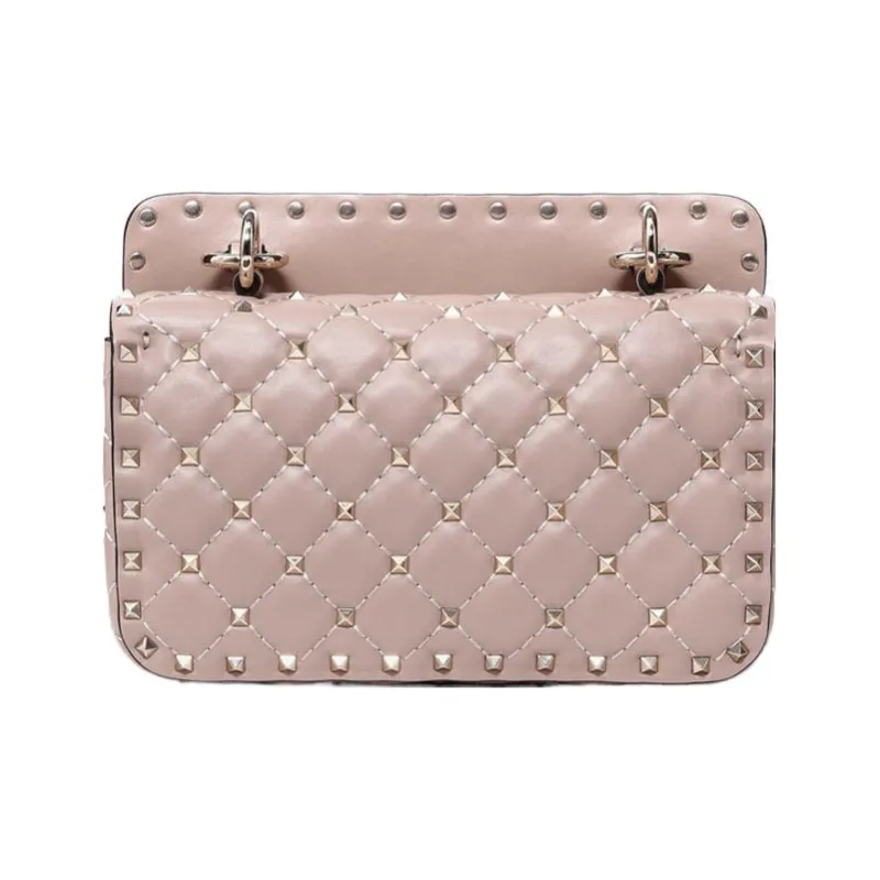 Valentino ROCKSTUD SPIKE Leather Handbag Small Size Women's Pink-2