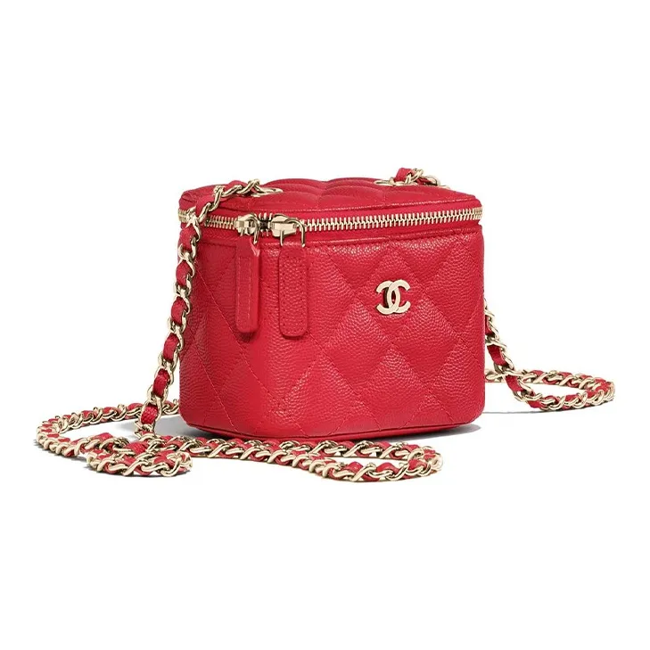 CHANEL 22c Early Spring Grained Embossed Cow Leather One Shoulder Handbag Crossbody Bag Mini Women's Red-1
