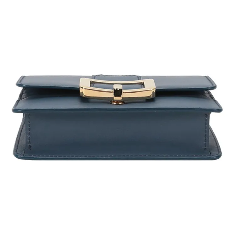 BALLY Leather Clutches Shoulder Bag Crossbody Bag Mini Women's Gray Blue-4