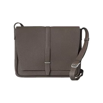 HERMES Steve Light Junior Cow Leather Shoulder Bag Men's 8F Gris ÉTain Tin Gray