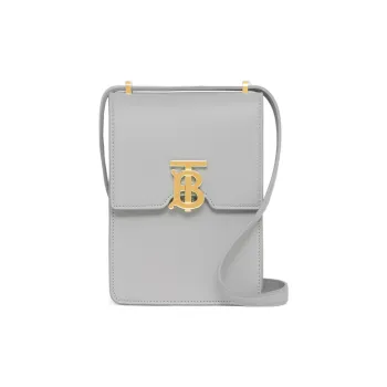 Burberry Robin Leather Cell Phone Pouch Shoulder Bag Crossbody Bag Women's Gray Stone Multicolor Gray