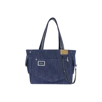 LOLA DESIGN Denim Tote Bag, Shopping Bag, Handbag, Shoulder Bag Unisex Navy Blue