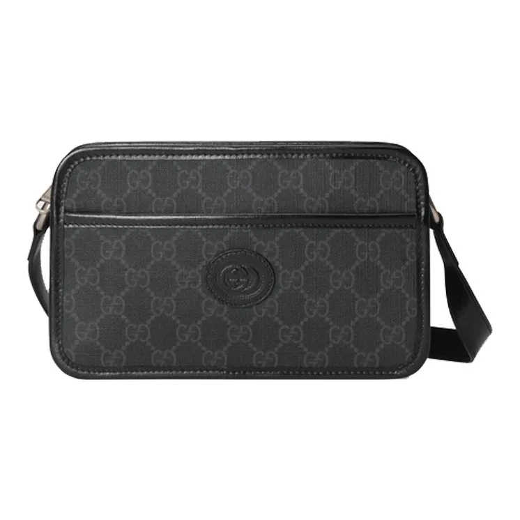 GUCCI Canvas With Leather Box Bag, Shoulder Bag, Crossbody Bag Mini Men's Black-0
