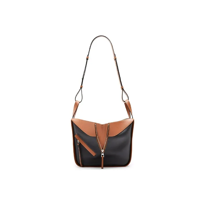 LOEWE Hammock Cow Leather Hammock Bag Shoulder Bag Crossbody Bag Handbag Small Size Women's Black Tan-4