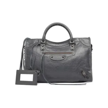 Balenciaga Leather Portable Crossbody Bag Shoulder Bag Women's Gray