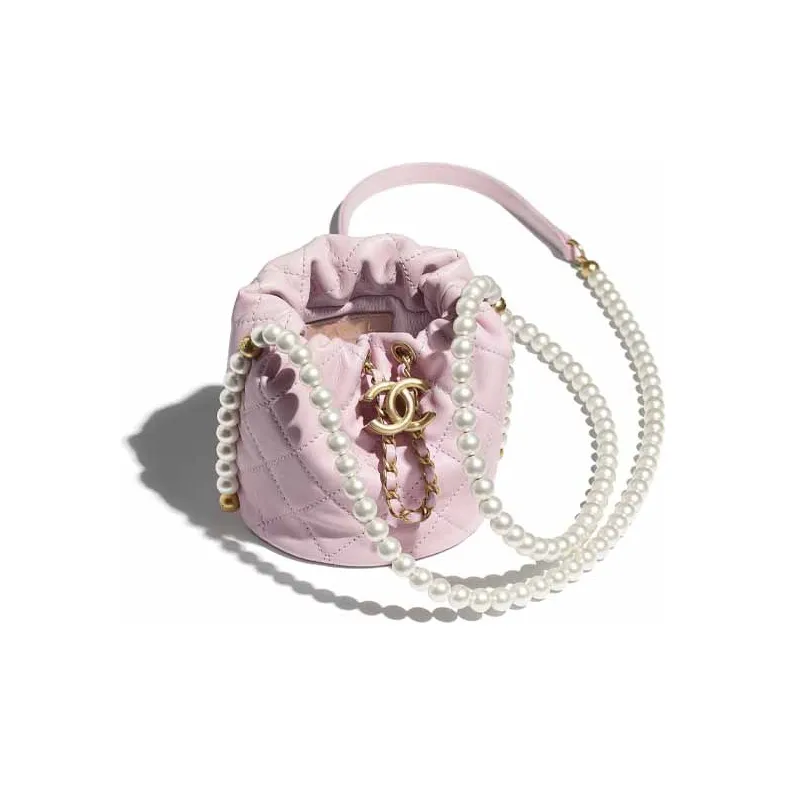CHANEL Calfskin Bucket Bag Handbag Mini Women's Light Pink Red-2