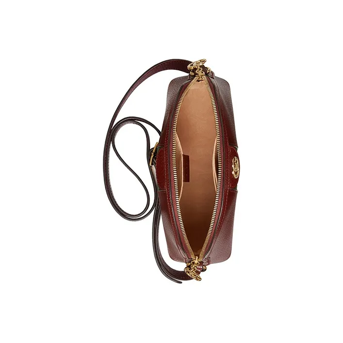 GUCCI Ophidia Leather Dome Bag, Shoulder Bag, Crossbody Bag Trumpets Women's Burgundy-3