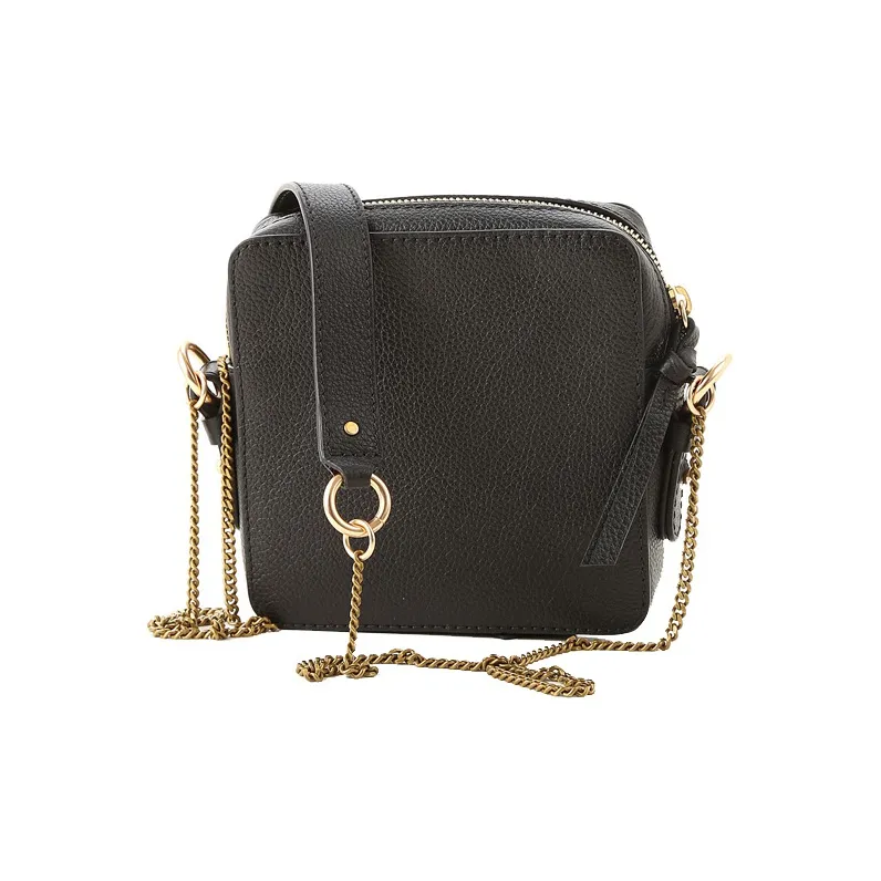See By Chloe Leather Chain Bag Small Square Bag Crossbody Bag Shoulder Bag Women's Black-2