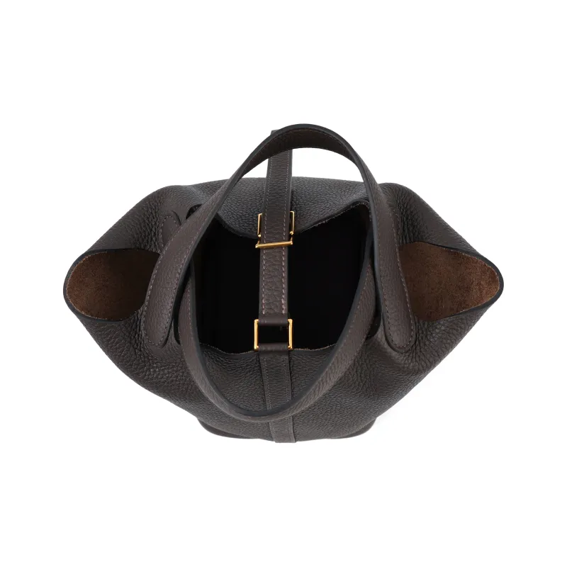 HERMES Picotin Lock Clemence Bullock Leather Basket Bag Handbag Bucket Bag Women's 46 Ebony Wood Color-2