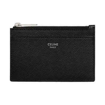CELINE Grained Calfskin Coin Purses Card Holders Mini Women's Black