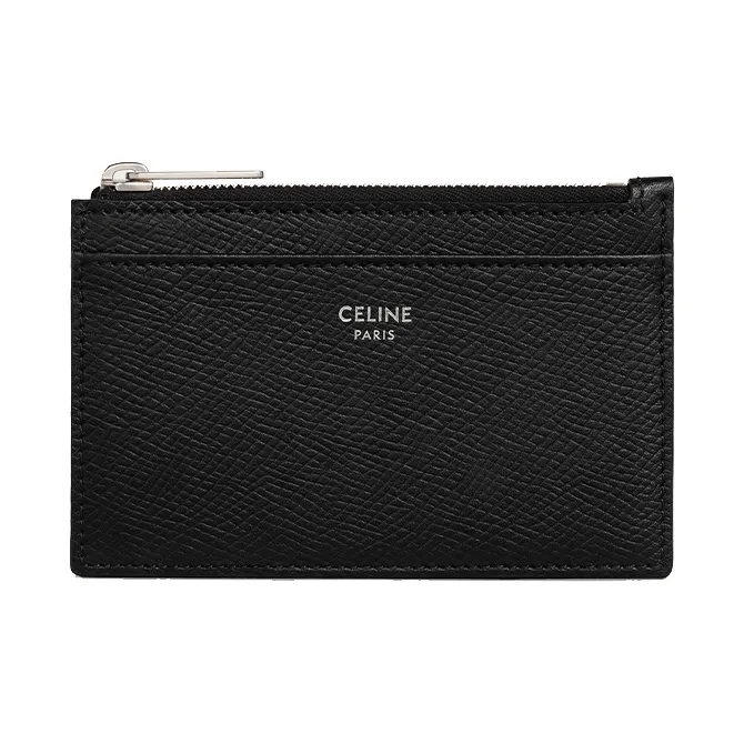 CELINE Grained Calfskin Coin Purses Card Holders Mini Women's Black-0