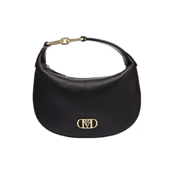 MCM Nappa Leather Crescent Bag Shoulder Bag Crossbody One Shoulder Handbag Women's Black Black Gold