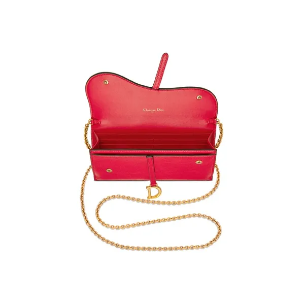 DIOR Saddle Sheepskin Saddle Bag Shoulder Bag Crossbody Bag Wallet Women's Red-2