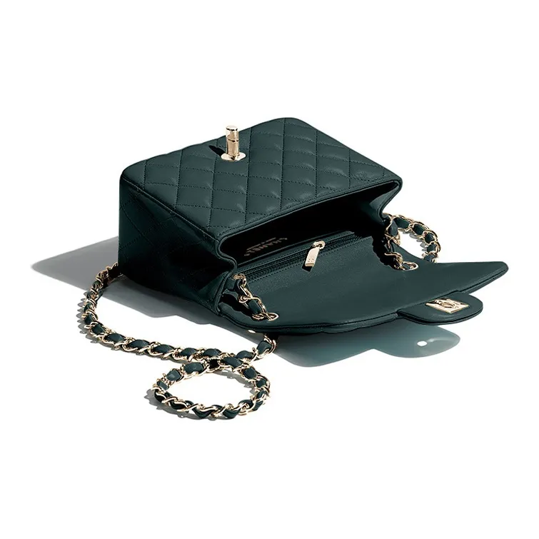 CHANEL Lambskin Shoulder Bag Women's Dark Green-1