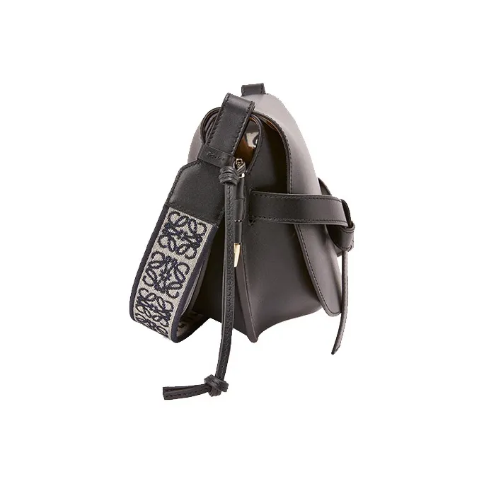 LOEWE Gate Cow Leather Patchwork Suede Handheld Shoulder Bag Crossbody Bag Small Size Women's Black-2