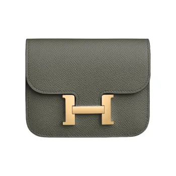 HERMES Constance Slim Epsom Calfskin Wallet, Card Holder, Fanny Pack Women's 0L Grismeyer Rain Cloud Gray