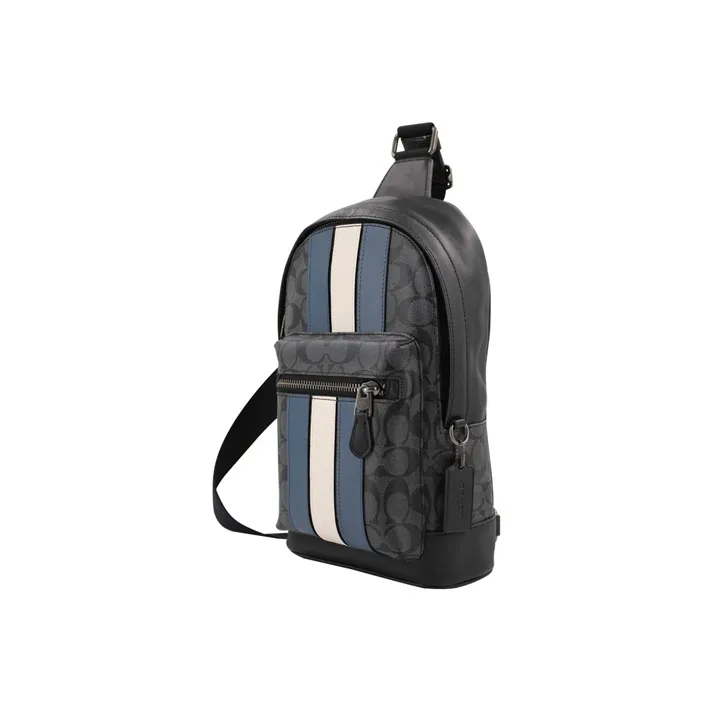 Coach ARGE POUCH IN SIGNATURE CANVAS WITH VARSITY STRIPE-1