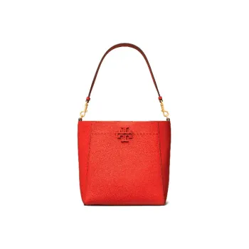 TORY BURCH McGraw Cow Leather Bucket Bag, Shoulder Bag Tubas Women's Red