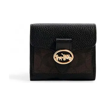 COACH Canvas With Leather God Of Wine Clutch, Coin Purse, Wallet Small Size Women's Black