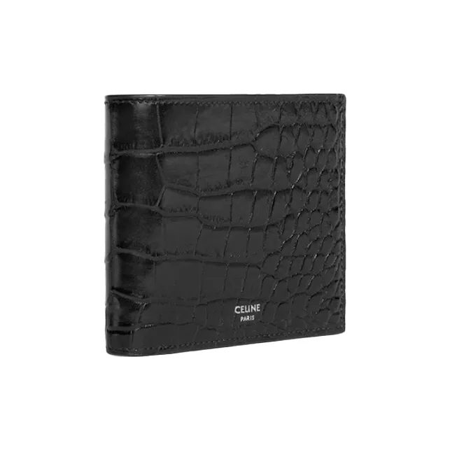CELINE Crocodile Embossed Calfskin Wallet Men's Black-1