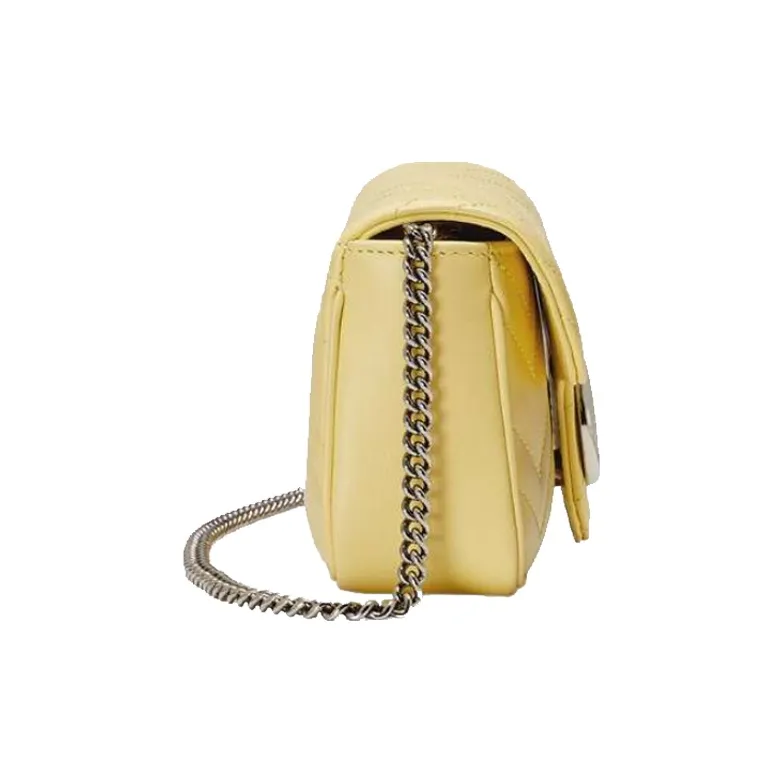 GUCCI GG Marmont Quilted Leather Crossbody Bag, Shoulder Bag Women's Yellow-3