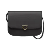 FERRAGAMO Stamped Calfskin Shoulder Bag Crossbody Bag Regular Women's Black