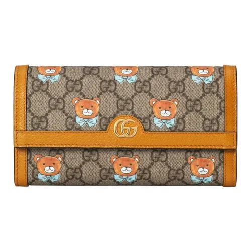gucci Zumi Canvas With Leather Wallet Women's Beige/Ebony