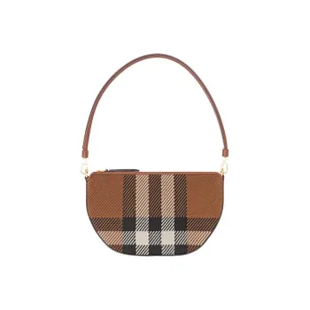 Burberry Olympia Cow Leather Shoulder Bag Half Moon Bag Clutch Shoulder Bag Handbag Regular Women's Brown