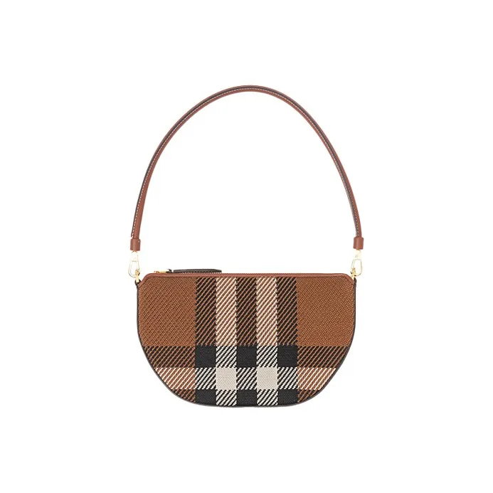 Burberry Olympia Cow Leather Shoulder Bag, Crescent Bag, Clutch, Shoulder Bag, Handbag Regular Women's Brown-0